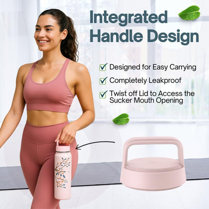 Farasi All-Purpose Insulated Water Bottle with Stainless Steel Tea Infuser, Coffee, Fruit Infusion, Loose Leaf Tea Infuser Bottle - Wide Mouth, Leakproof Built In Handle White Floral 24 oz